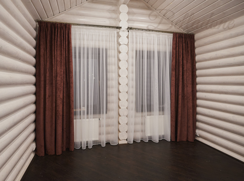 Пошив штор в дом из бревна под ключ, Арнеево