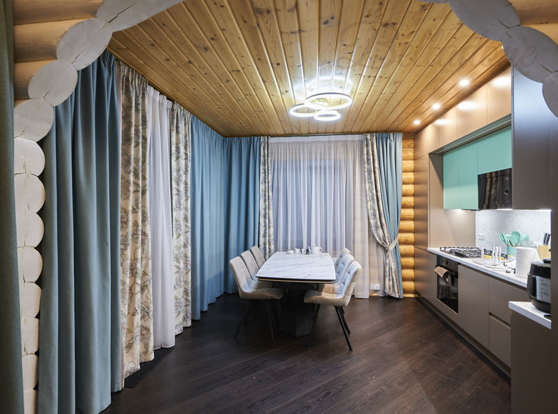 Пошив штор в дом из бревна под ключ, Арнеево