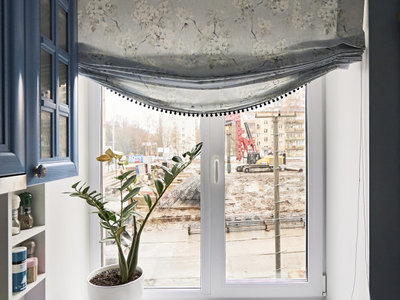 Эксклюзивные шторы: Пошив мягкой римской шторы на кухню с рисунком, ул. Авангардная