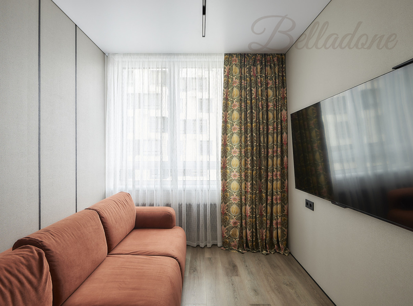 Оформление окон шторами под заказ в квартире на ул. Эйнштейна