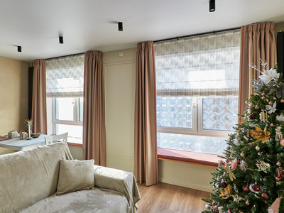 Дизайнерские шторы: Портьеры и римские шторы в квартиру, ЖК "Квартал 100"