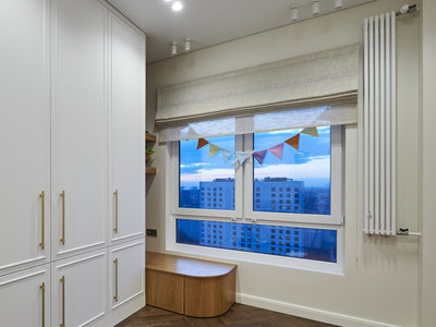 Шторы на заказ: Пошив льняной римской шторы в детской и комплекта штор в гостиной, ул. Лобненская