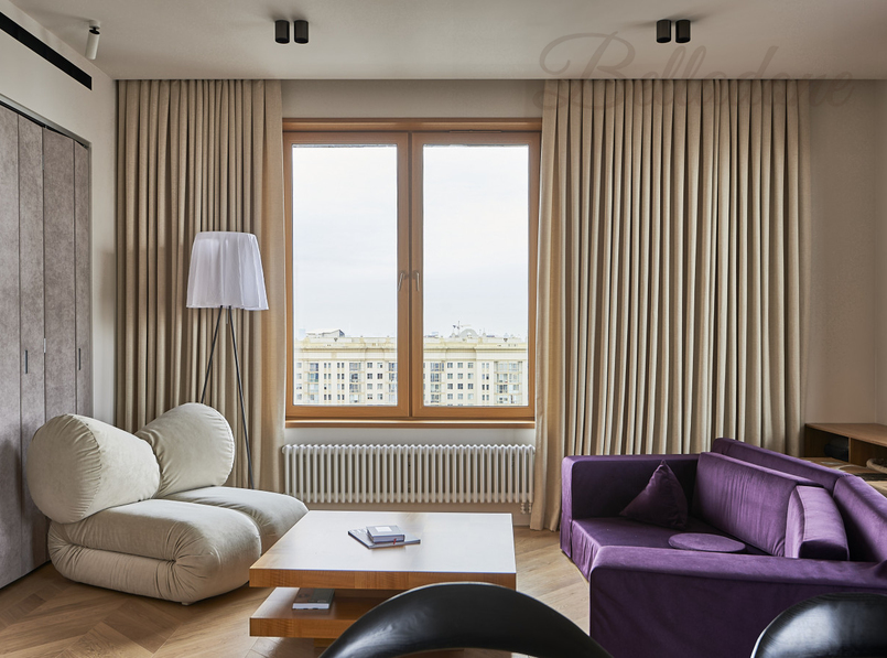 Пошив однотонных штор в квартиру, ул. Винницкая