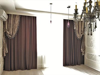 Эксклюзивные шторы: Двойные портьеры с декоративными подхватами