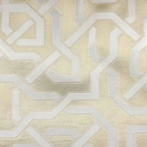 Портьера У1026 бежевого цвета с геометрическим рисунком