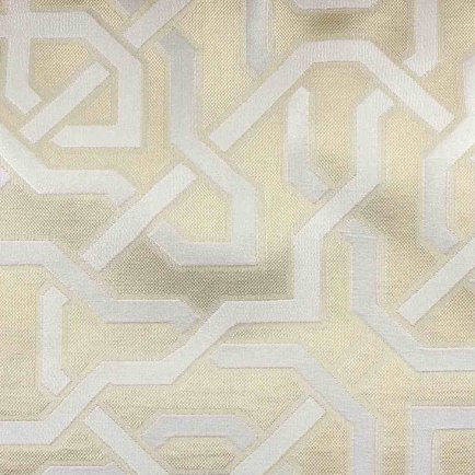 Портьера У1026 бежевого цвета с геометрическим рисунком