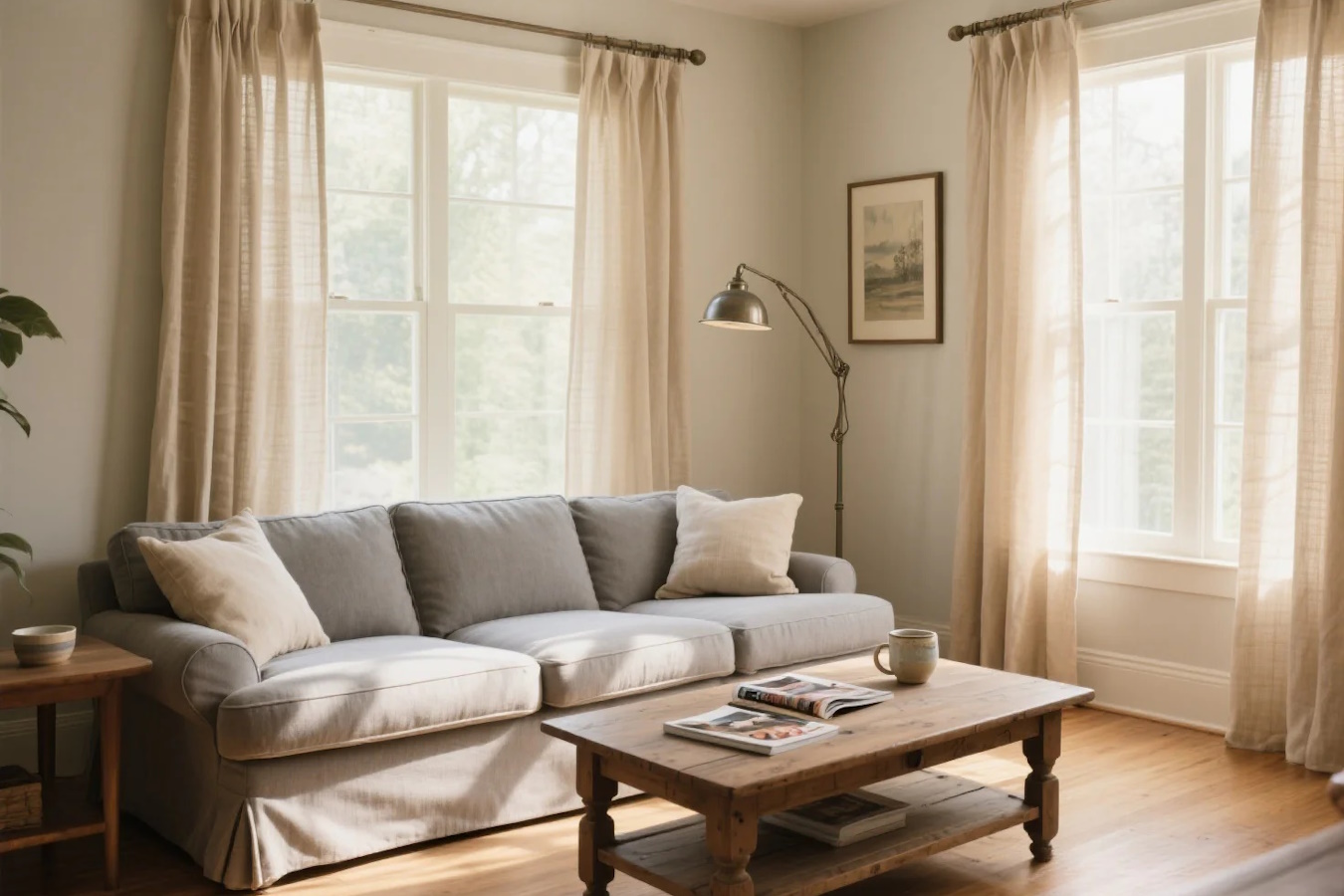 Шторы серо-бежевого  цвета на заказ